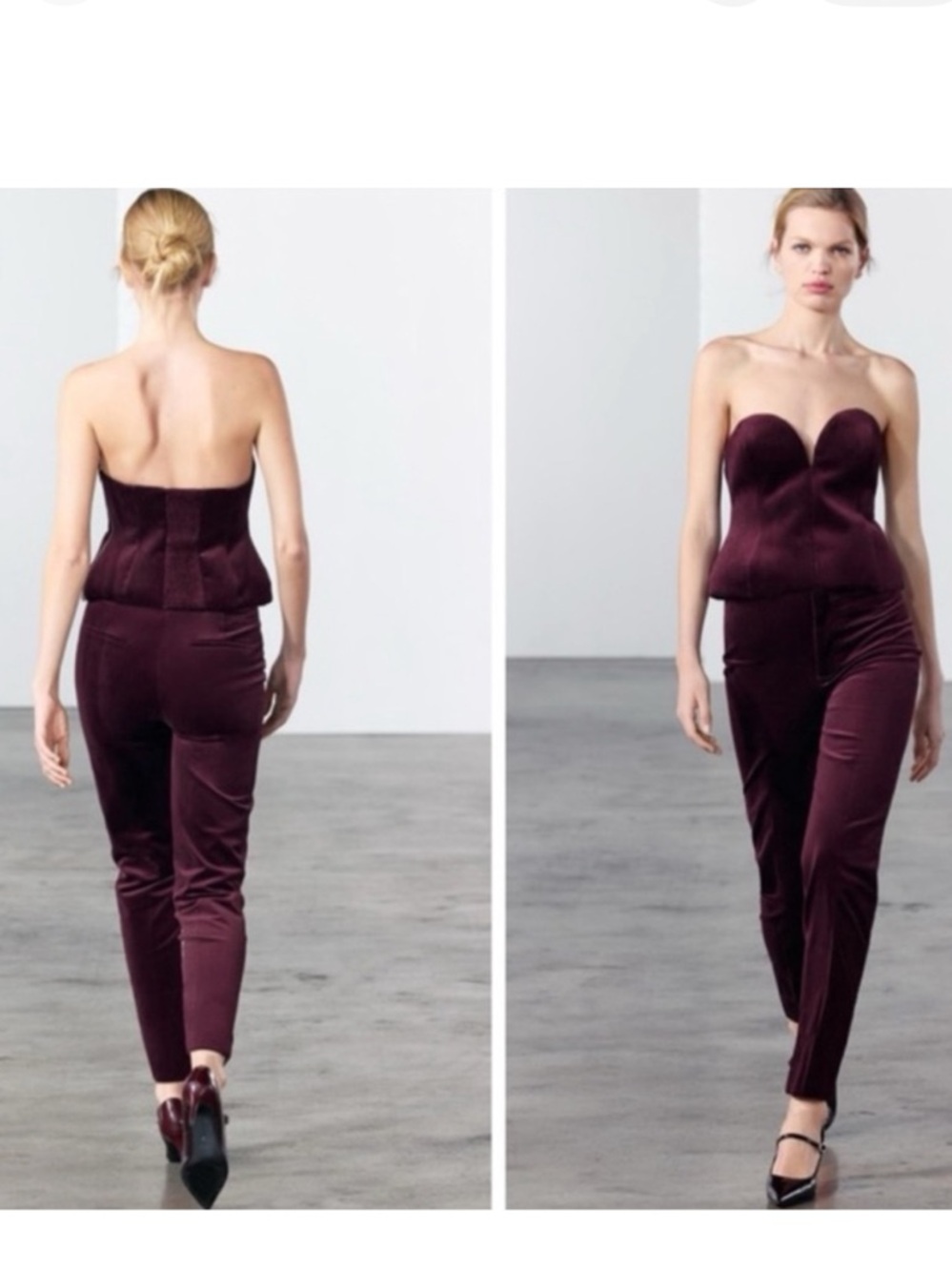 NEW ZARA VELVET SUEDE BURGUNDY CORSET TOP